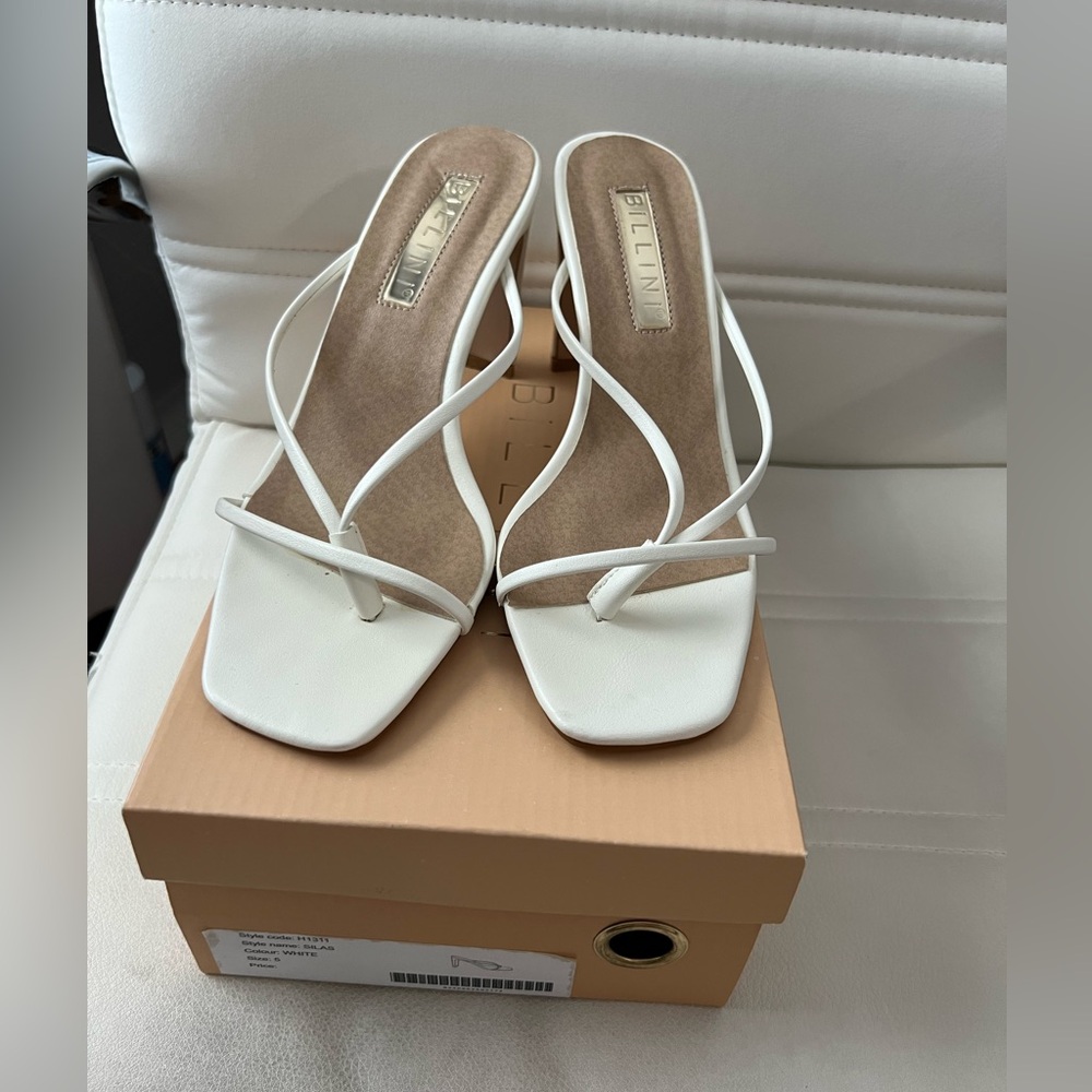 White slip on heels